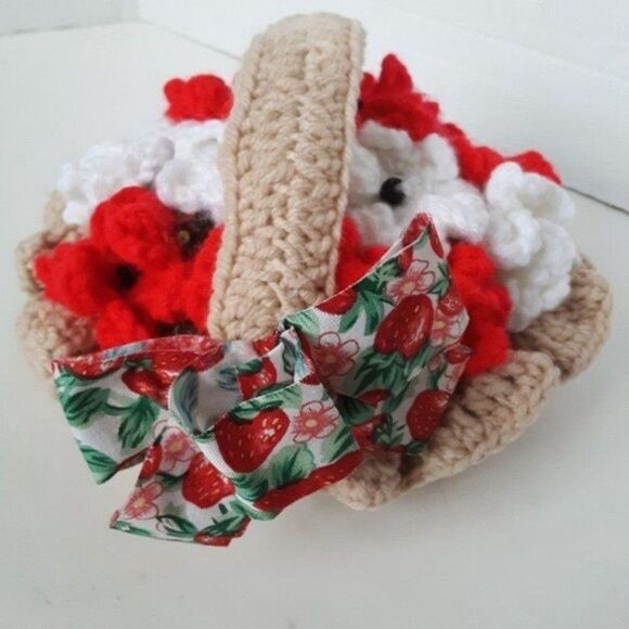 Flower in Basket Crochet Stitches Vintage Decor - Picture 9 of 12